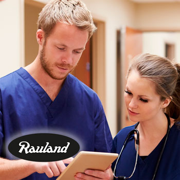 Employees talking together